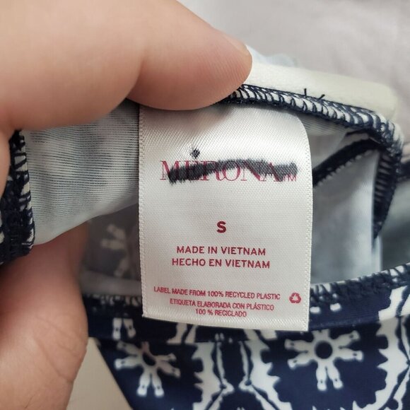 Xhilaration Women's Navy White Geometric Print Ruched Side Halter Swim Tankini S - Picture 5 of 7